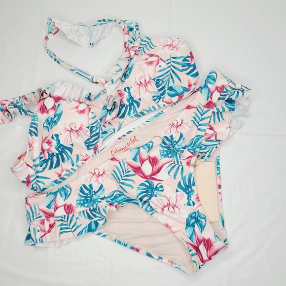 NWT Cabana Del Sol Floral Ruffled Bikini Set - Picture 2 of 8